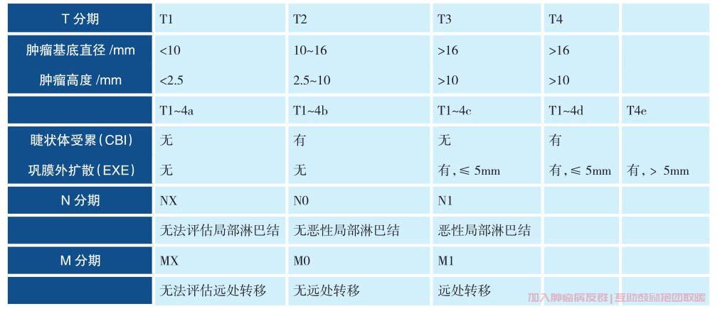 脉络膜黑色素瘤分期标准