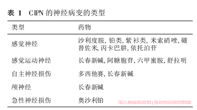 CIPN的神经病变类型