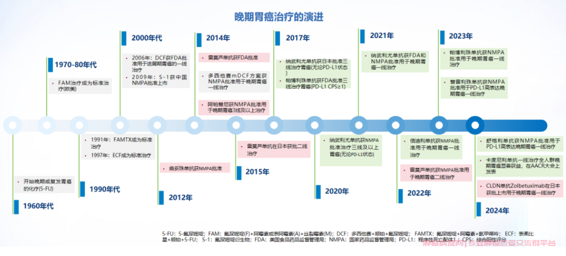 不同年代晚期胃癌的治疗方式