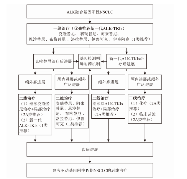  ALK融合基因阳性NSCLC治疗流程图