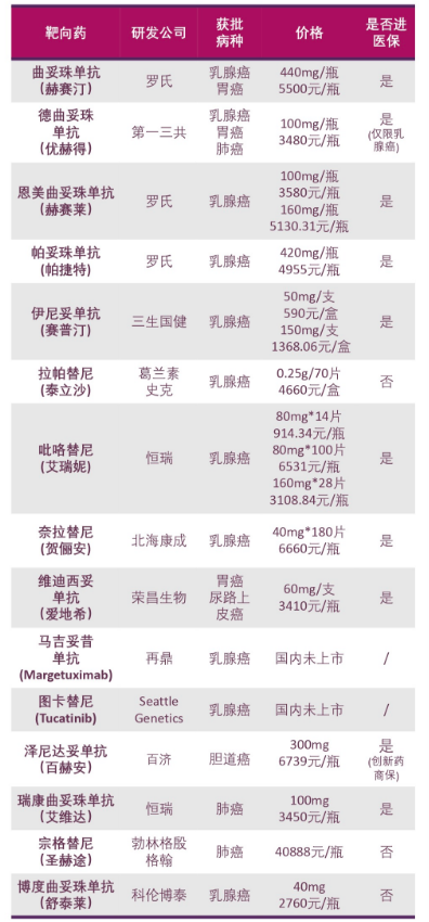 HER2靶向药物一览