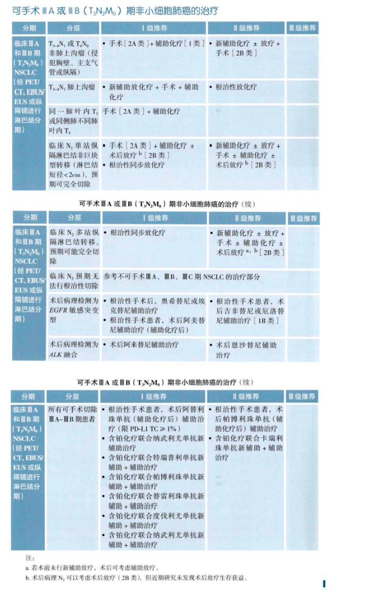 可手术IA或IB(T3N2M。)期非小细胞肺癌的治疗